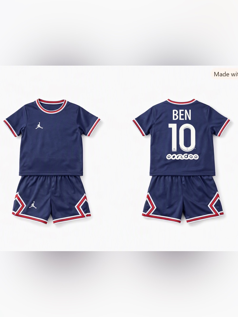 PSG x Jordan Kit Set Custom BEN #10 Kids L